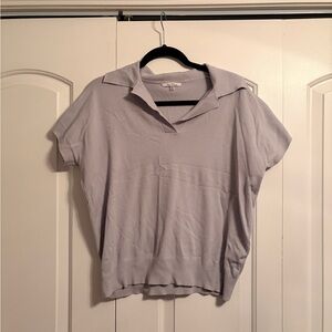 Grayish blue knit polo top